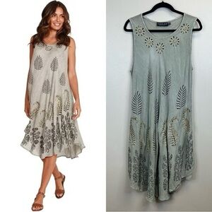 Embroidered Floral Sleeveless Dress One Size Resort Vacation Boho Nature Camping